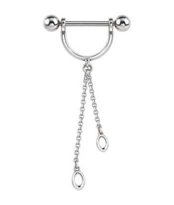Nipple Stirrup Barbell With Dangling Chains
