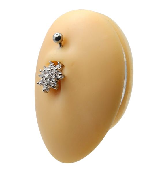 Belly Ring – Snowflake Design – Crystal – 316L Surgical Steel - Image 4