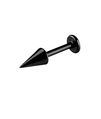Tragus, Helix & Lip Labret – Black Long Cone – 316L Surgical Steel