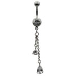 Belly Ring – J Chain – Crystal – 316L Surgical Steel