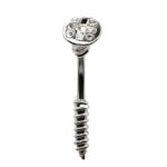 Belly Ring – Screw Design – Crystal – 316L Surgical Steel