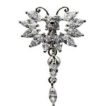 Belly Ring – Reverse Butterfly – Crystal – 316L Surgical Steel