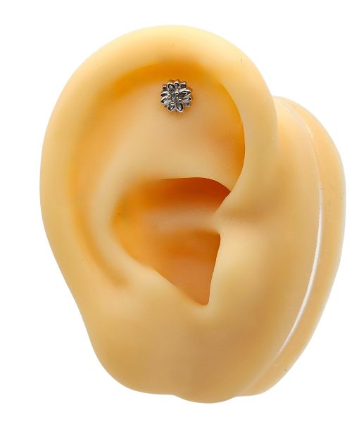 Internally Threaded Labret – Crystal Flower - Image 4