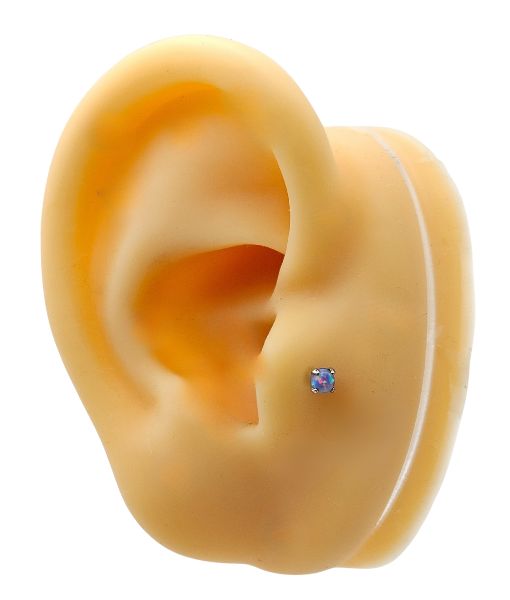 Internally Threaded Labret – Purple Opal Round Stone - Image 2