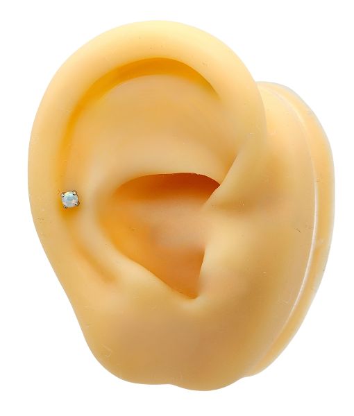 Internally Threaded Labret – White Opal Round Stone - Image 3