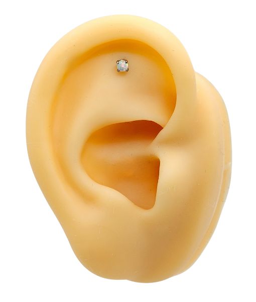 Internally Threaded Labret – White Opal Round Stone - Image 4