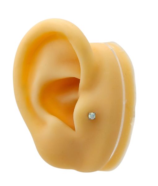 Internally Threaded Labret – White Opal Round Stone - Image 2