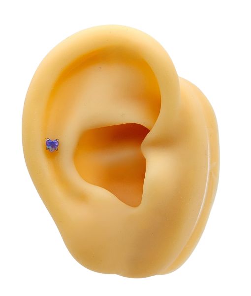 Internally Threaded Labret – Purple Opal Heart - Image 3