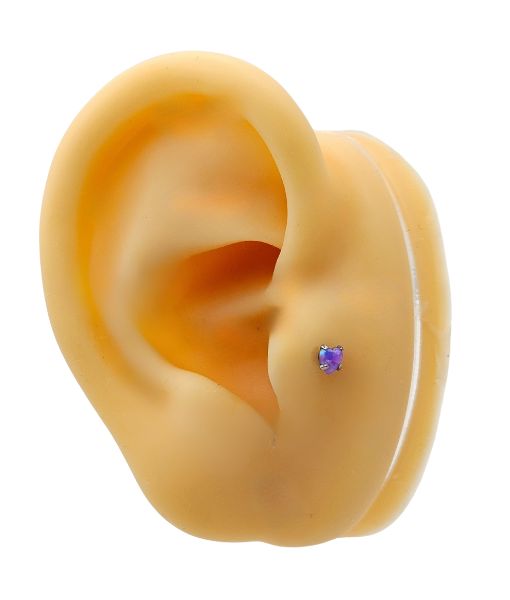 Internally Threaded Labret – Purple Opal Heart - Image 2