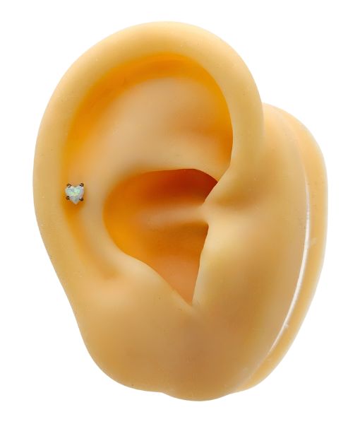 Internally Threaded Labret – White Opal Heart - Image 3