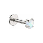 Internally Threaded Labret – White Opal Heart