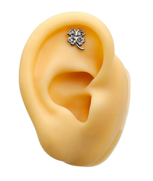 Tragus & Helix – Clover Leaf CZ – 316L Surgical Steel - Image 2