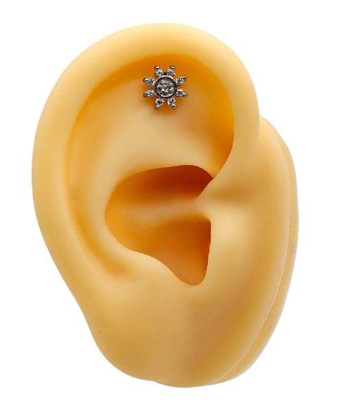 Tragus & Helix – Sunflower CZ – 316L Surgical Steel - Image 2