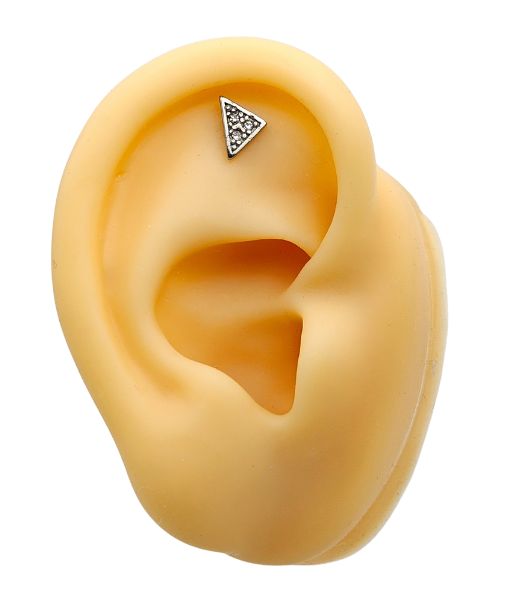 Triangle Helix Stud – Cubic Zirconia Inlay - Image 4