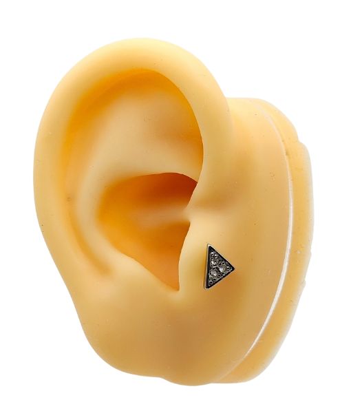 Triangle Helix Stud – Cubic Zirconia Inlay - Image 2