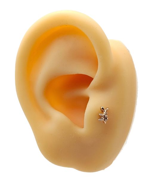 Olive Leaf Labret – Internally Threaded – Rose Gold - Image 2