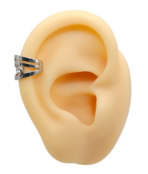 Five-Band Layered Ear Cuff – Polished Silver - Image 2