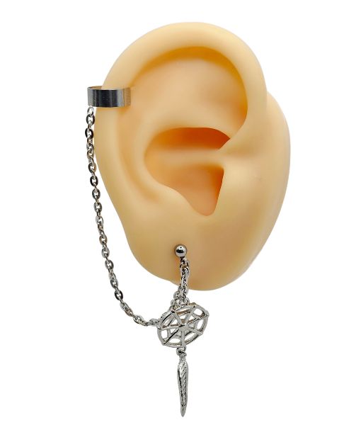 Abstract Cut-Out Ear Cuff – Silver Finish - Image 2