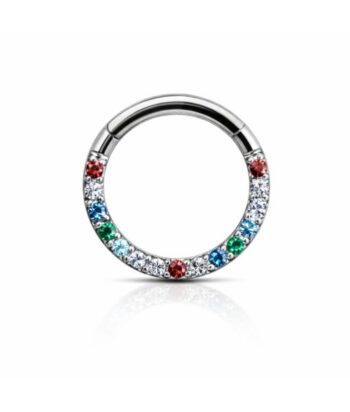 CZ Jeweled Hinged Clicker – Rainbow Multi-Color