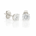 Crystal Prong Set Steel Ear Studs ( Round ) By Pair