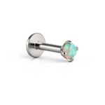 Internally Threaded Labret – Green Opal Round Stone