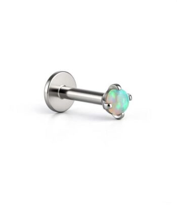 Internally Threaded Labret – Green Opal Round Stone