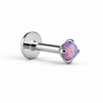 Internally Threaded Labret – Purple Opal Round Stone