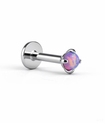 Internally Threaded Labret – Purple Opal Round Stone
