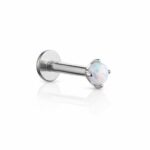 Internally Threaded Labret – White Opal Round Stone