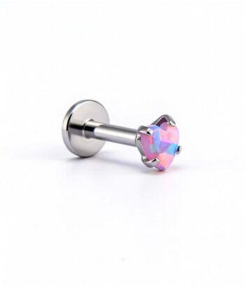Internally Threaded Labret – Purple Opal Heart