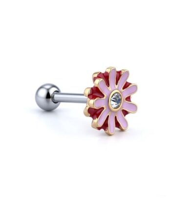 Pink Daisy Helix Stud
