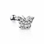 Tragus & Helix – Butterfly Top with CZ – 316L Surgical Steel
