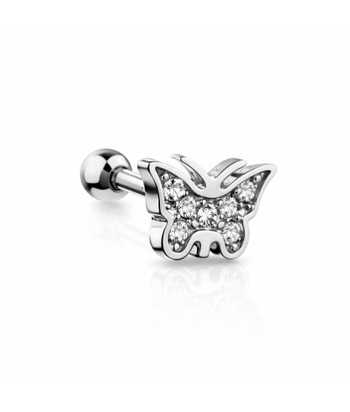Tragus & Helix – Butterfly Top with CZ – 316L Surgical Steel