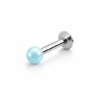 Light Blue Pearl Labret – Tragus, Helix & Lip – 316L Surgical Steel