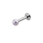 Silver Blue Pearl Labret – Tragus, Helix & Lip – 316L Surgical Steel