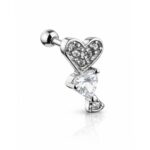 Tragus & Helix – Heart & Teardrop CZ – 316L Surgical Steel