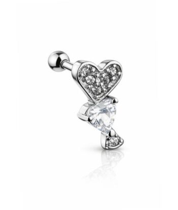 Tragus & Helix – Heart & Teardrop CZ – 316L Surgical Steel