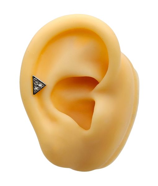 Triangle Helix Stud – Cubic Zirconia Inlay - Image 3