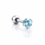 Micro Barbell – Heart Aqua CZ