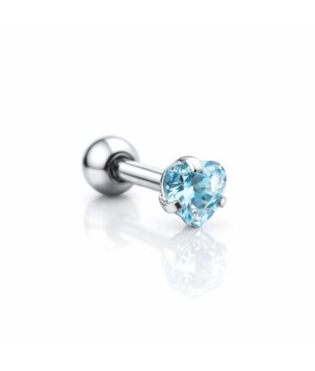Micro Barbell – Heart Aqua CZ