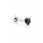 Micro Barbell – Heart Jet Black CZ