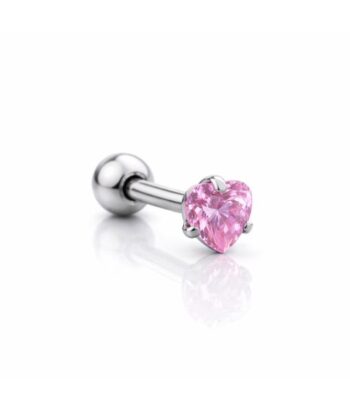 Micro Barbell – Heart Pink CZ