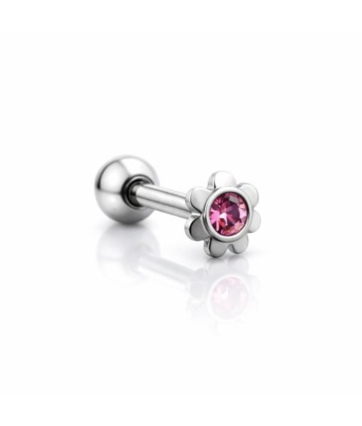 Micro Barbell – Pink Flower CZ