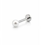Micro White Pearl Labret – Flat Back