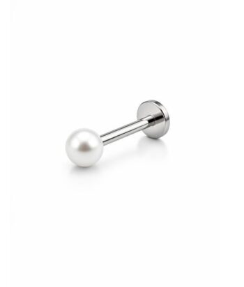 Micro White Pearl Labret – Flat Back