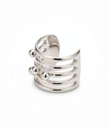 Etched Wave Ear Cuff – Matte Silver Finish