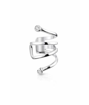 Two-Band Crossover Ear Cuff – Crystal Accent