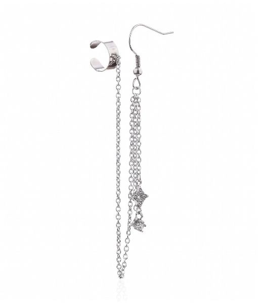 Twin Chain Ear Cuff Set – Crystal Drop Detail