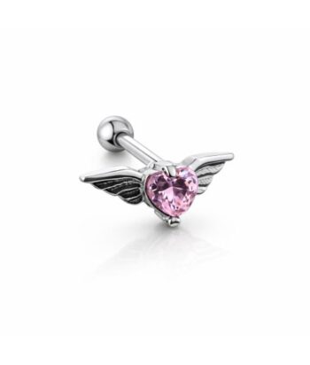Helix Barbell – Pink Gem with Angel Wings