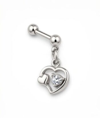 Tragus & Helix – Heart Dangle with CZ – 316L Surgical Steel